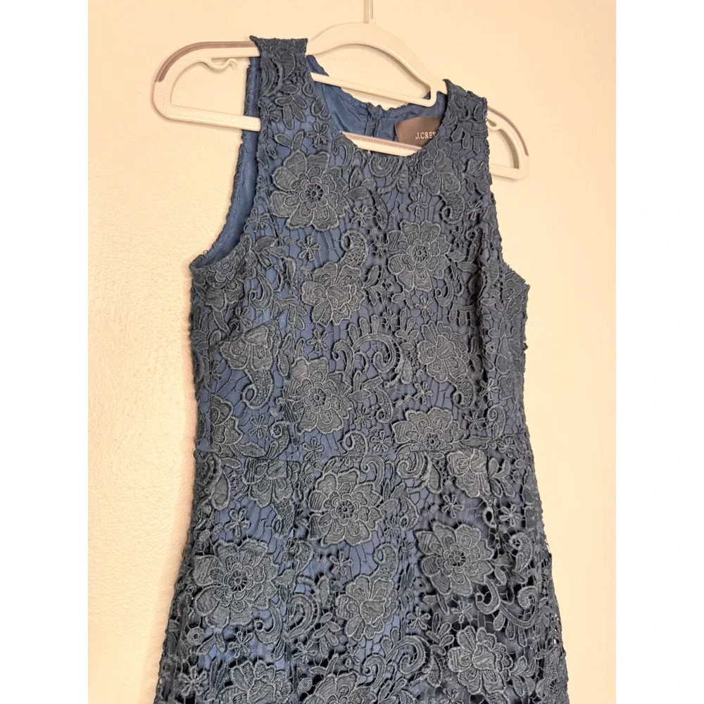 J.crew navy blue‎ floral lace sheath dress